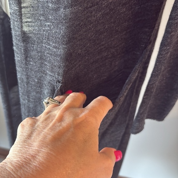 Zara women’s LIGHTWEIGHT long knit duster Cardigan sweater pockets Heather gray - Picture 6 of 8